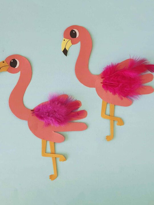 Handprint Flamingo - Frosting and Glue Easy Desserts and Kid Crafts